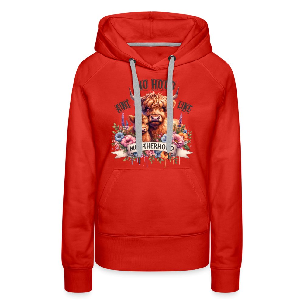 Aint No Hood Like Moo - Therhood Women’s Premium Hoodie (Highland Cow) - red