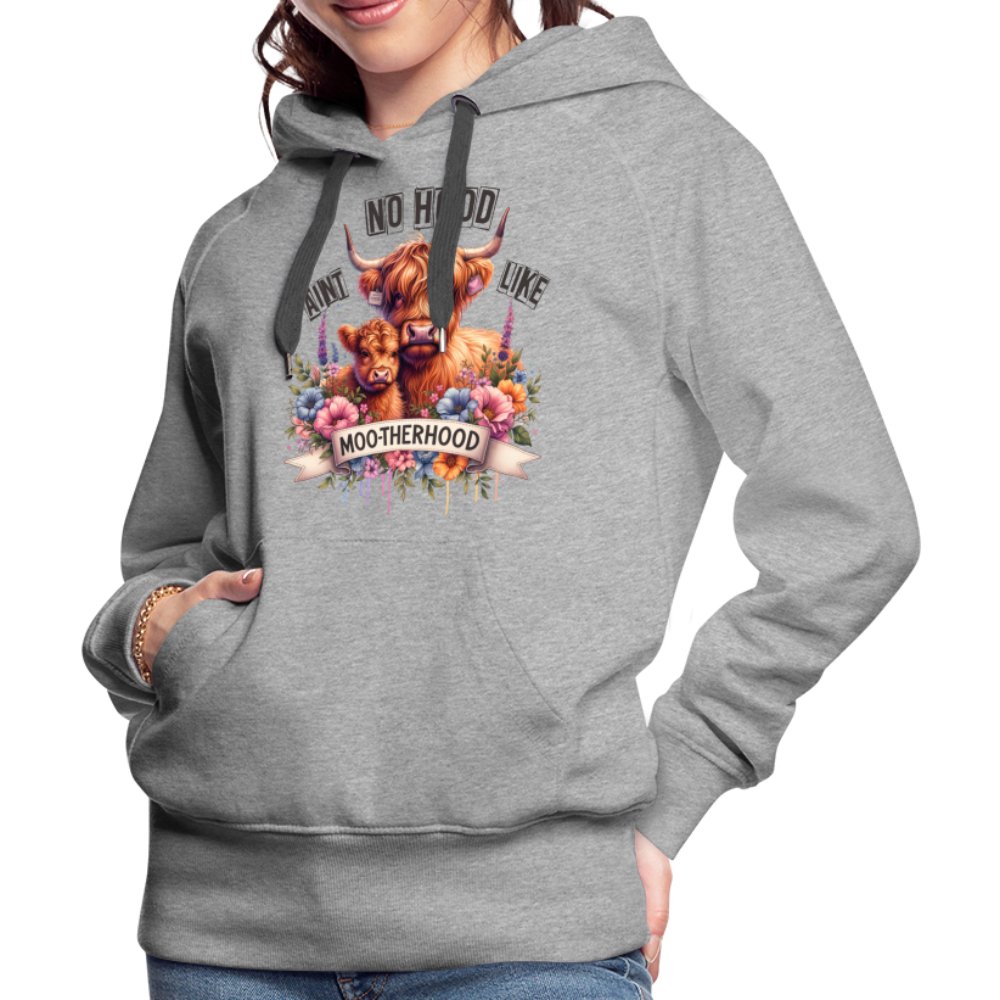 Aint No Hood Like Moo - Therhood Women’s Premium Hoodie (Highland Cow) - white