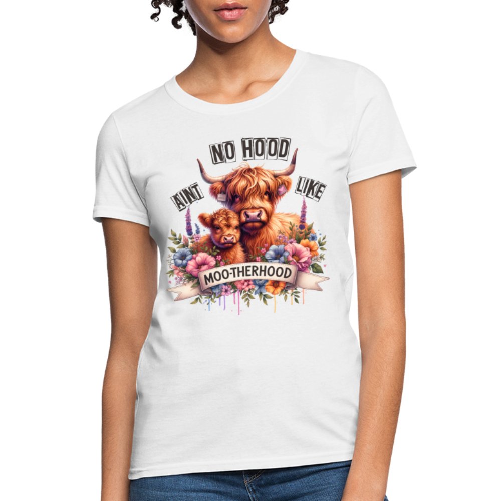 Aint No Hood Like Moo - Therhood Women's T-Shirt (Highland Cow) - option1# - Women's T-Shirt | Fruit of the Loom L3930R