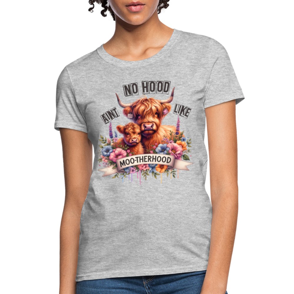 Aint No Hood Like Moo - Therhood Women's T-Shirt (Highland Cow) - white