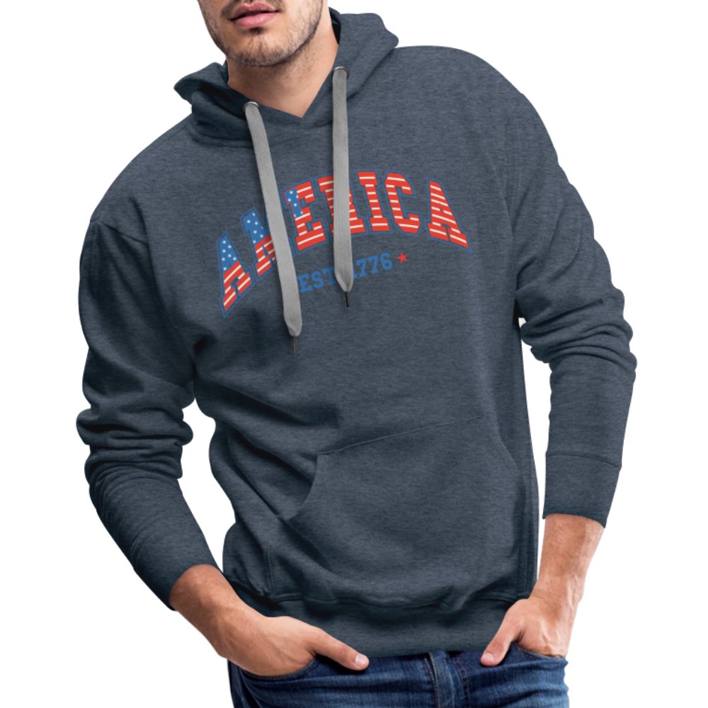 America 1776 Men’s Premium Hoodie - heather denim