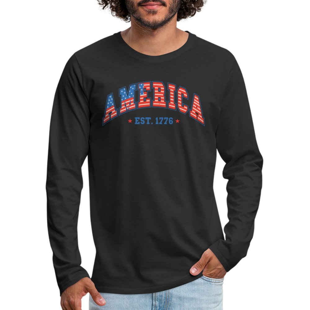 America 1776 Men's Premium Long Sleeve T-Shirt - black