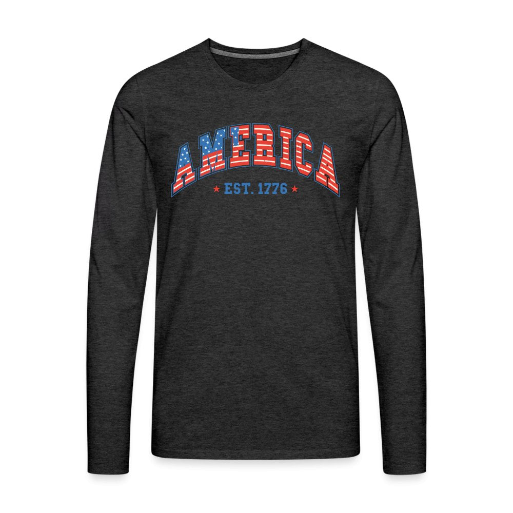 America 1776 Men's Premium Long Sleeve T-Shirt - charcoal grey