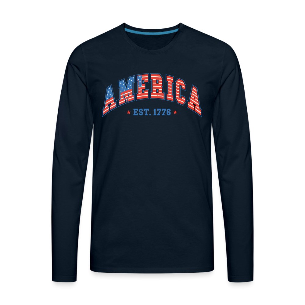 America 1776 Men's Premium Long Sleeve T-Shirt - deep navy