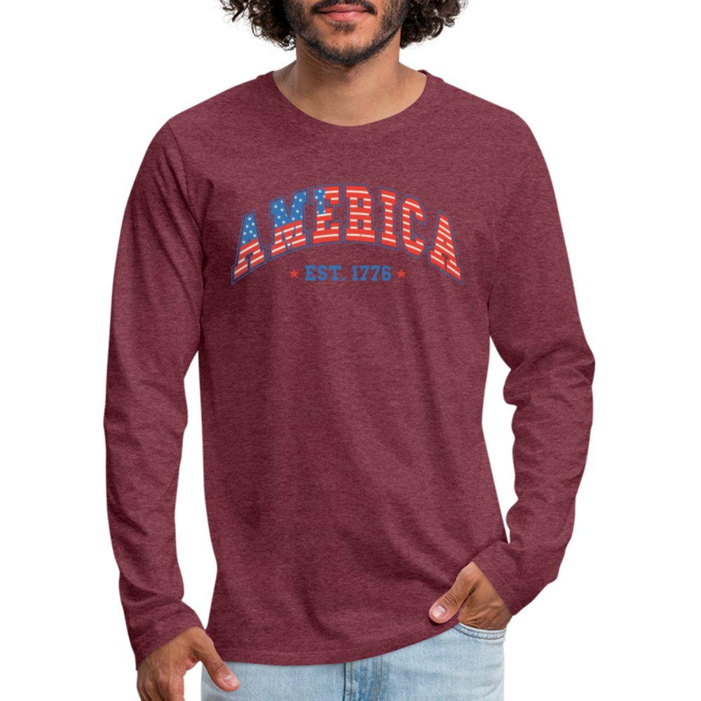 America 1776 Men's Premium Long Sleeve T-Shirt - heather burgundy