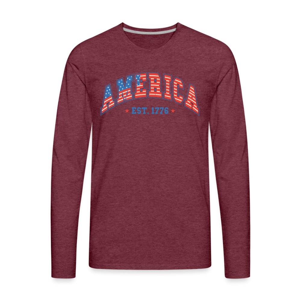 America 1776 Men's Premium Long Sleeve T-Shirt - heather burgundy