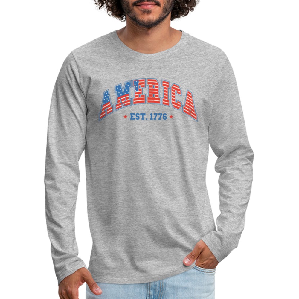 America 1776 Men's Premium Long Sleeve T-Shirt - heather gray