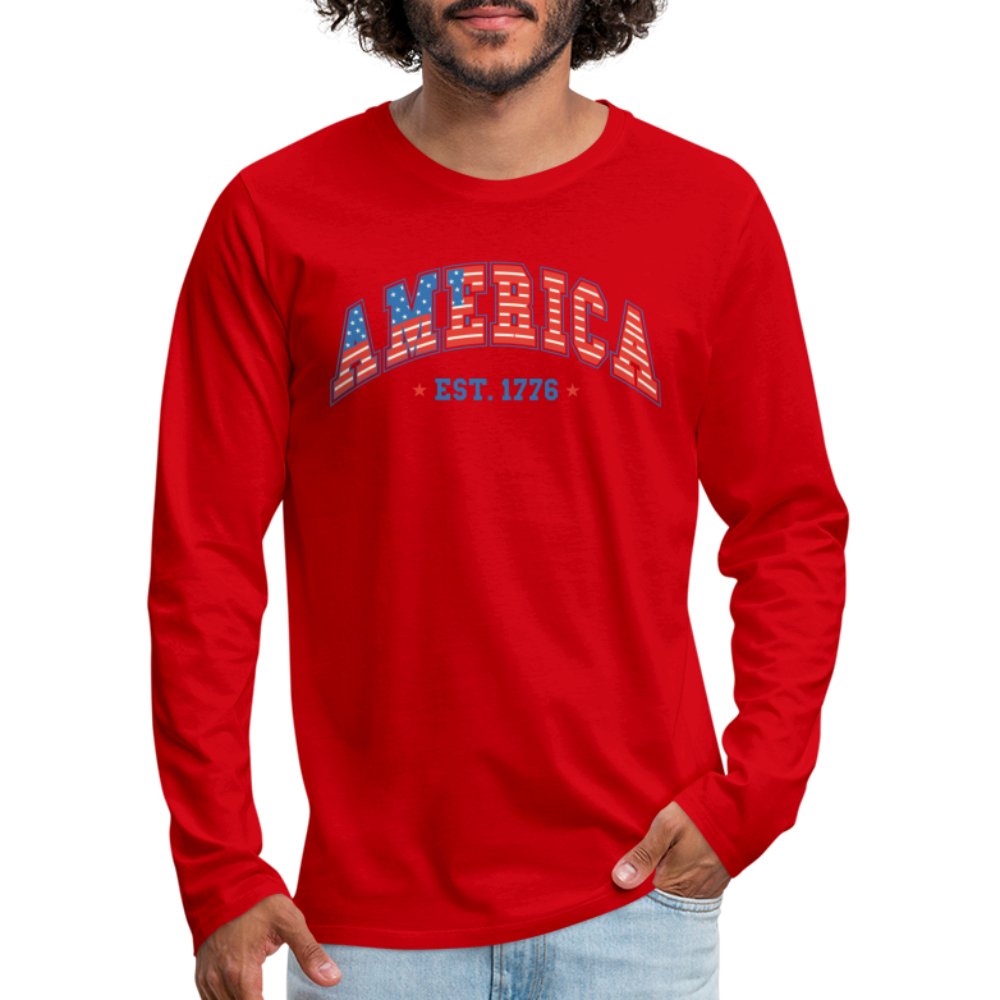 America 1776 Men's Premium Long Sleeve T-Shirt - red