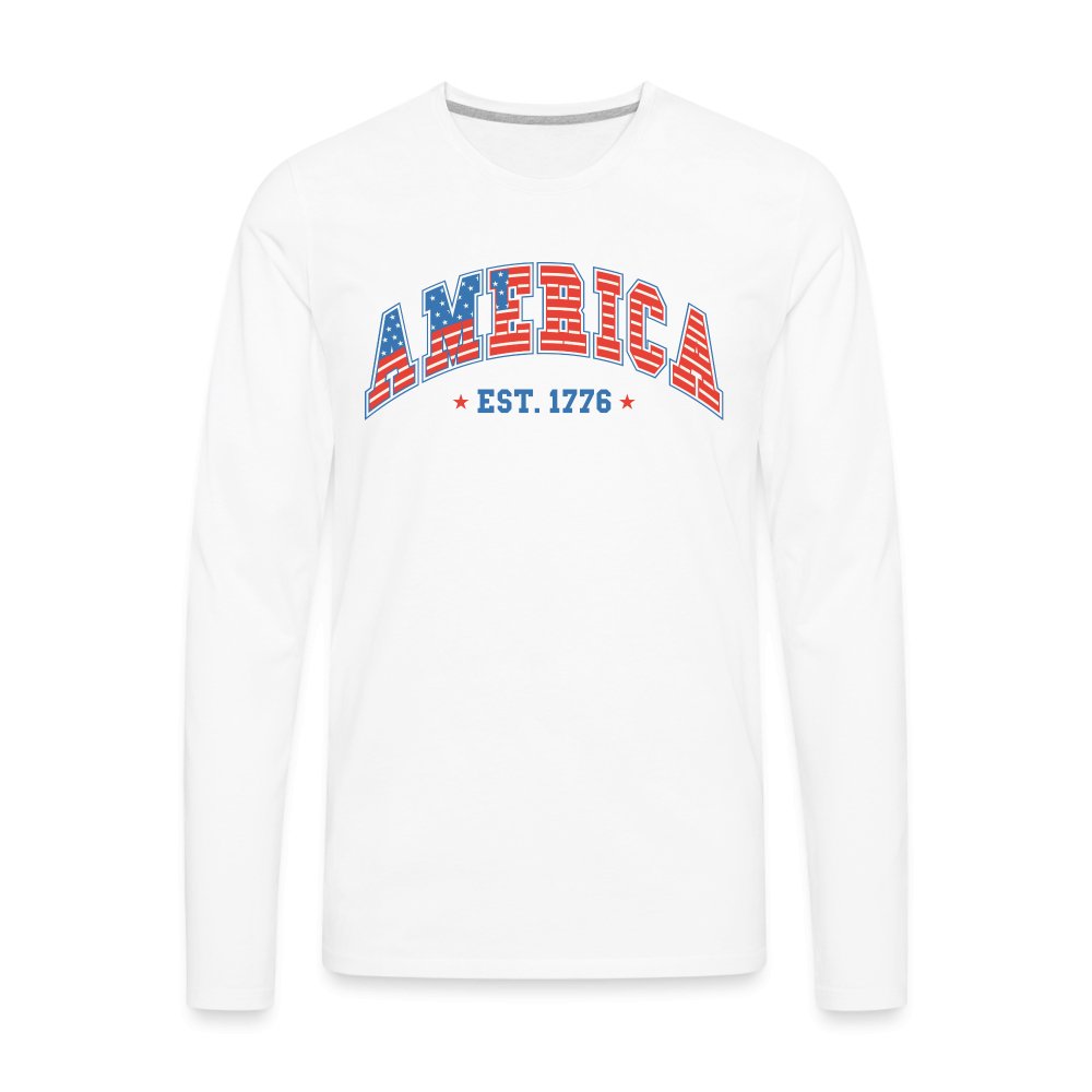 America 1776 Men's Premium Long Sleeve T-Shirt - white