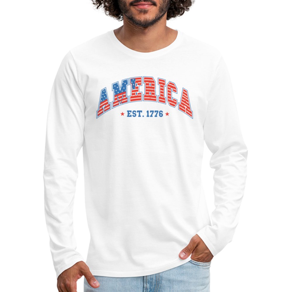 America 1776 Men's Premium Long Sleeve T-Shirt - white