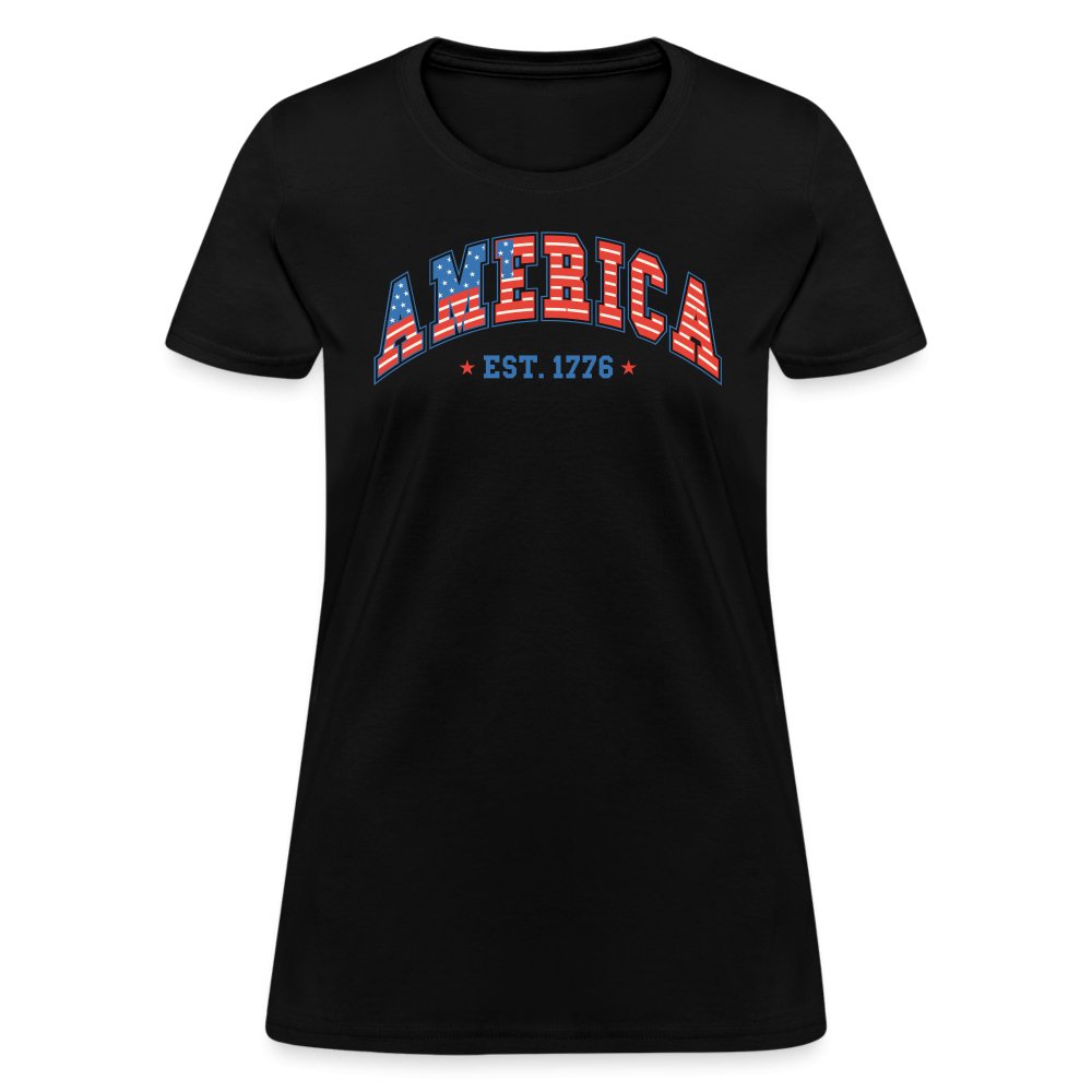 America 1776 Women's Contoured T-Shirt - black