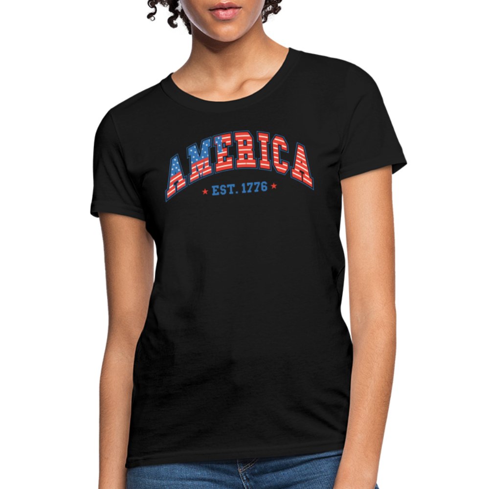 America 1776 Women's Contoured T-Shirt - black