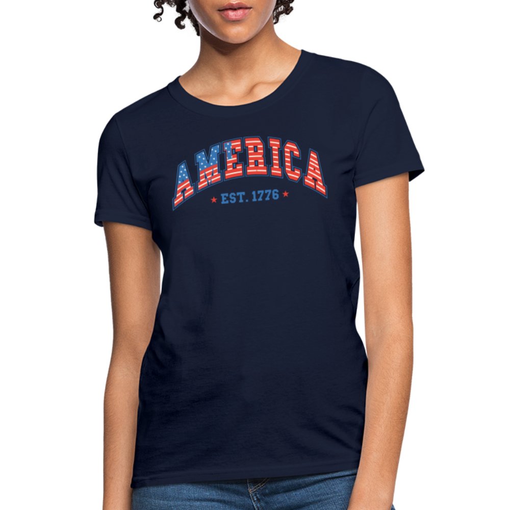 America 1776 Women's Contoured T-Shirt - navy