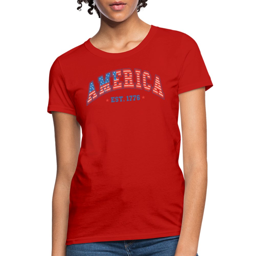 America 1776 Women's Contoured T-Shirt - red