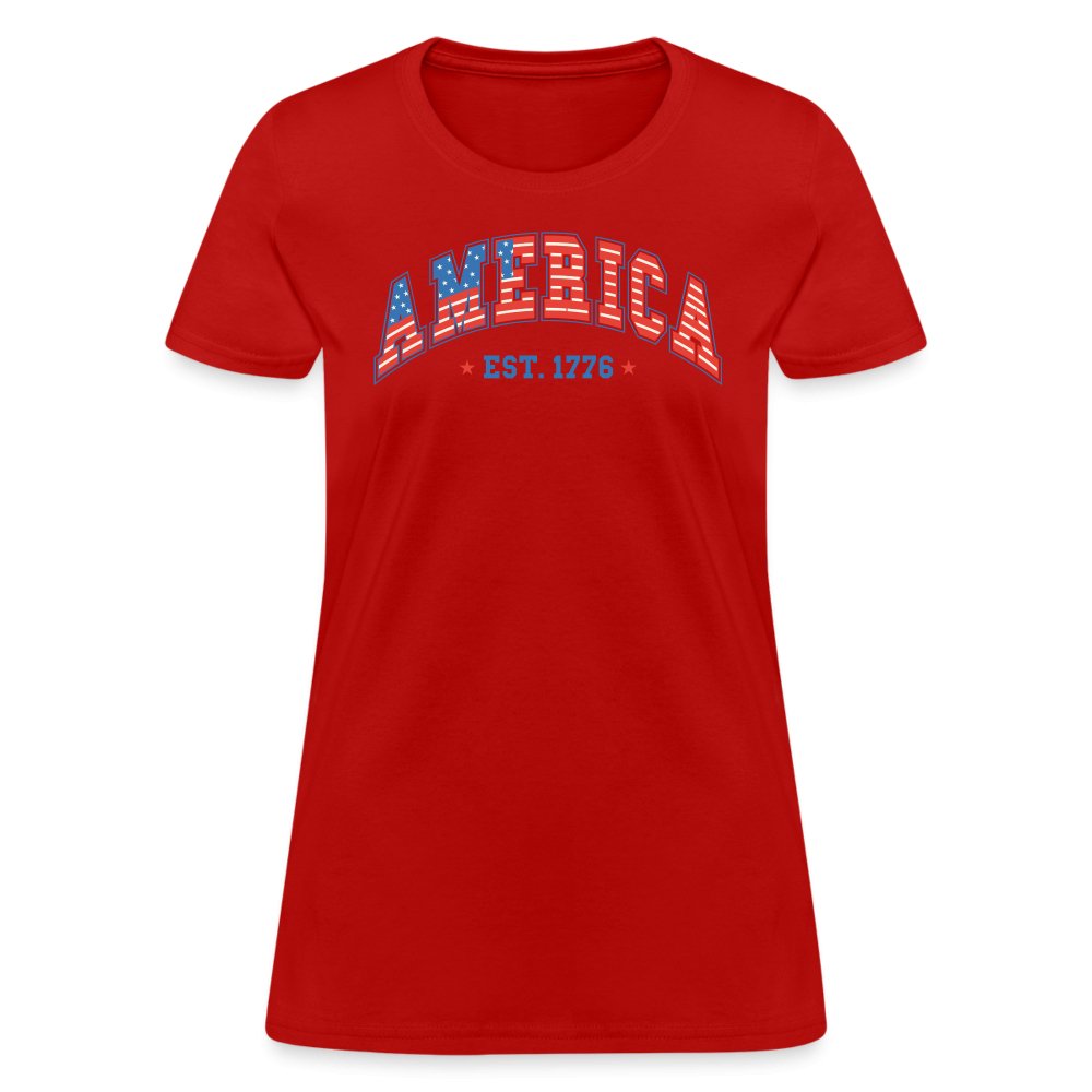 America 1776 Women's Contoured T-Shirt - red