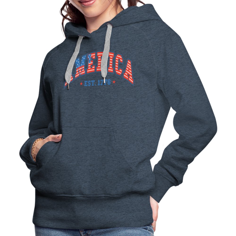 America 1776 Women’s Premium Hoodie - heather denim