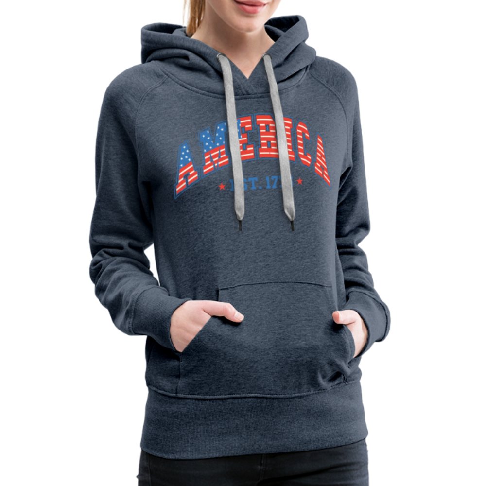 America 1776 Women’s Premium Hoodie - heather denim