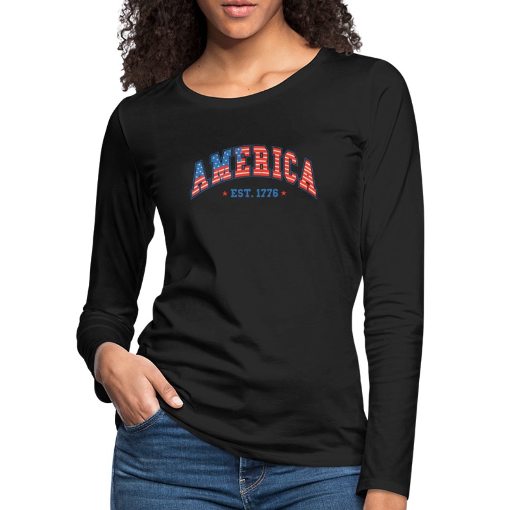 America 1776 Women's Premium Long Sleeve T-Shirt - black