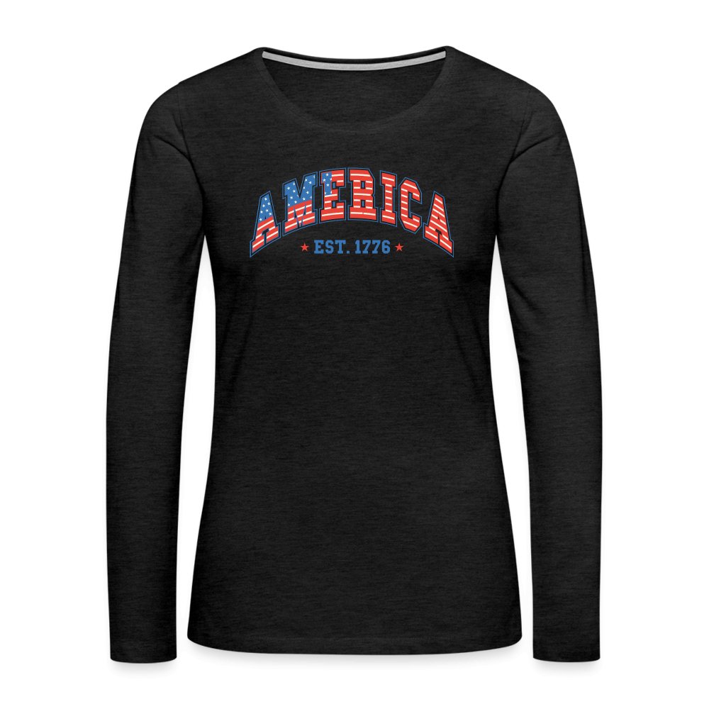 America 1776 Women's Premium Long Sleeve T-Shirt - charcoal grey