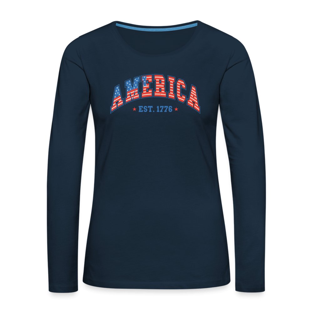 America 1776 Women's Premium Long Sleeve T-Shirt - deep navy