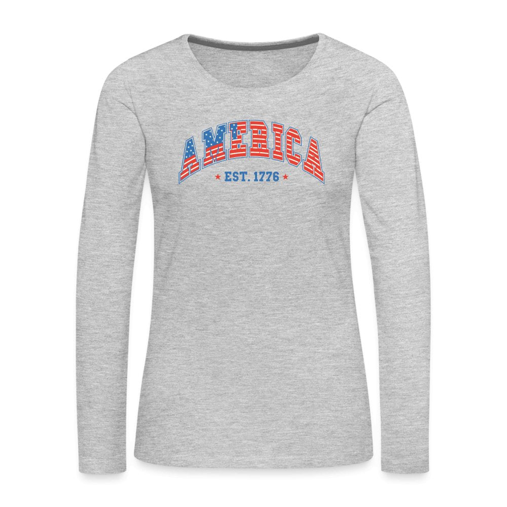 America 1776 Women's Premium Long Sleeve T-Shirt - heather gray