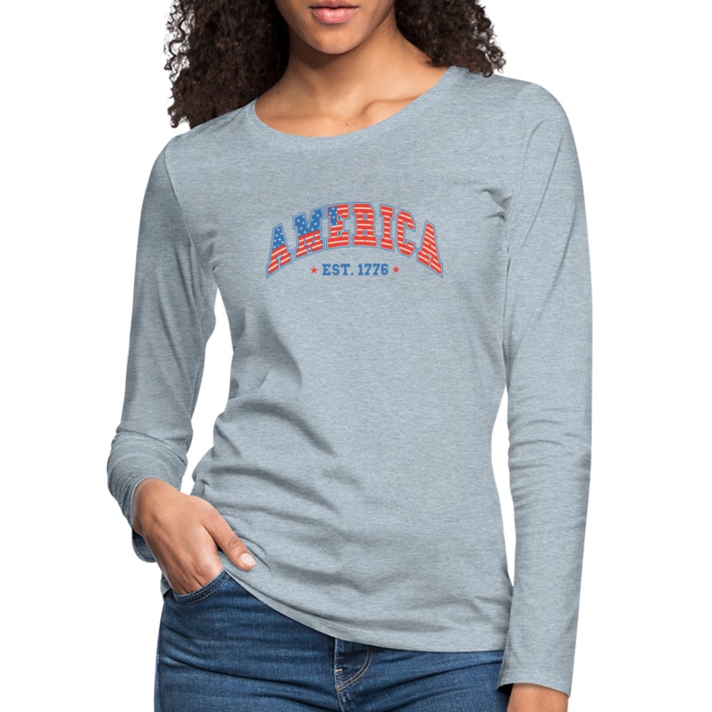 America 1776 Women's Premium Long Sleeve T-Shirt - heather ice blue