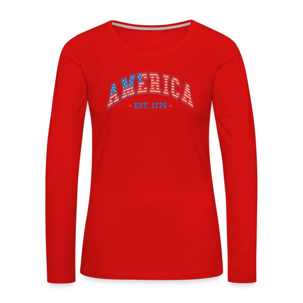 America 1776 Women's Premium Long Sleeve T-Shirt - red