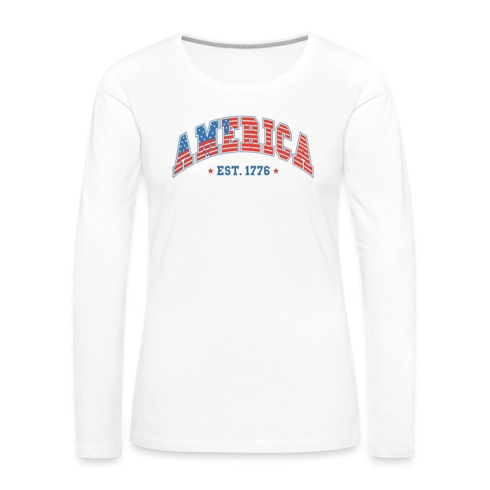 America 1776 Women's Premium Long Sleeve T-Shirt - white