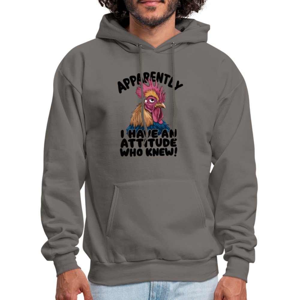 Apparently I Have An Attitude Who Knew Hoodie (Funny Chicken) - asphalt gray