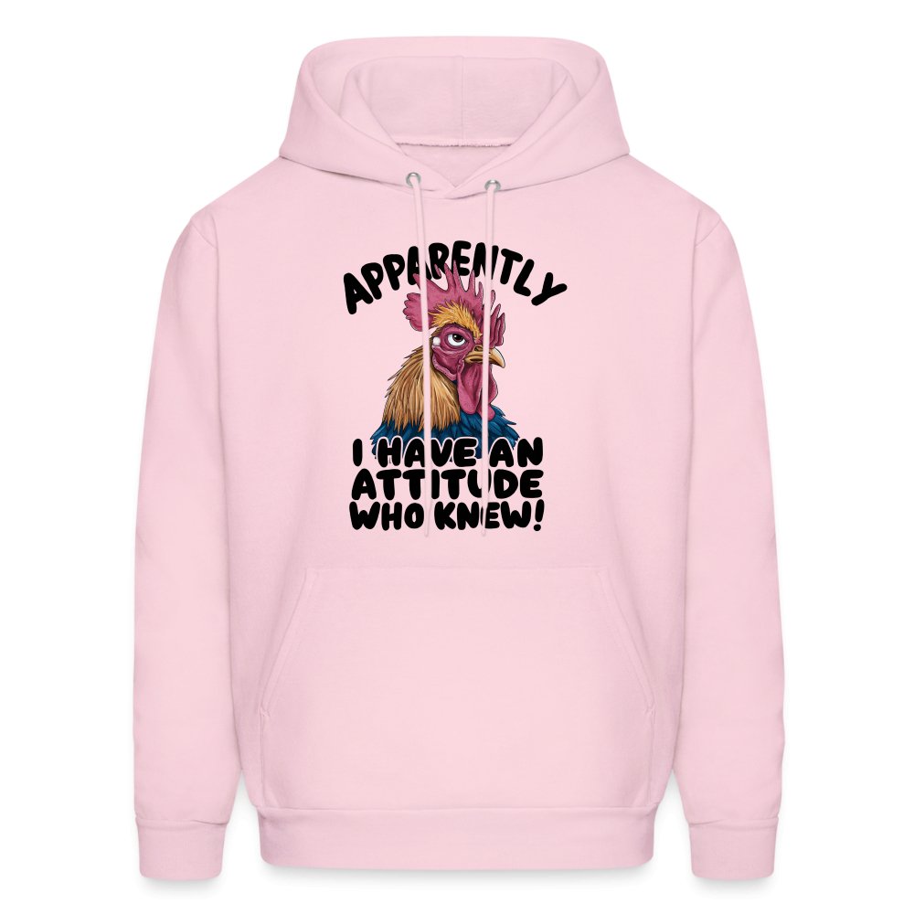 Apparently I Have An Attitude Who Knew Hoodie (Funny Chicken) - pale pink