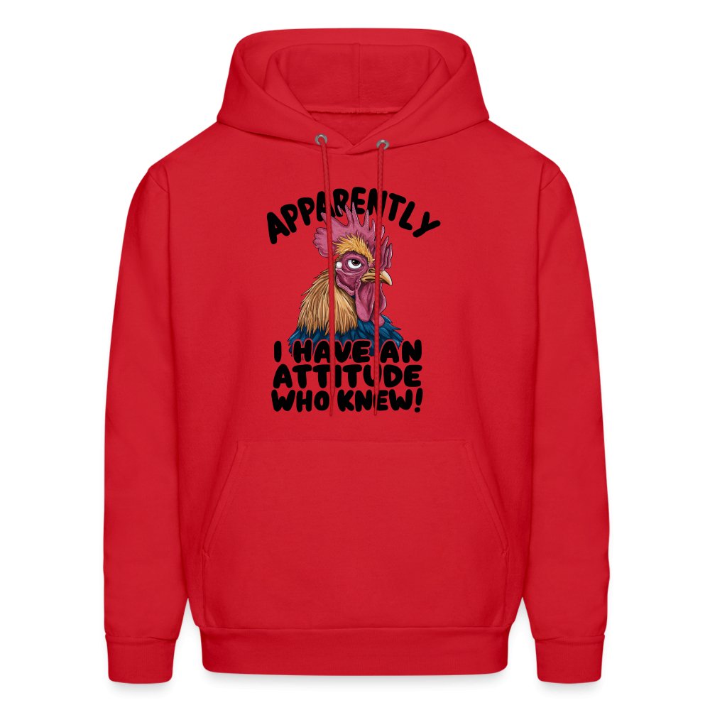 Apparently I Have An Attitude Who Knew Hoodie (Funny Chicken) - red