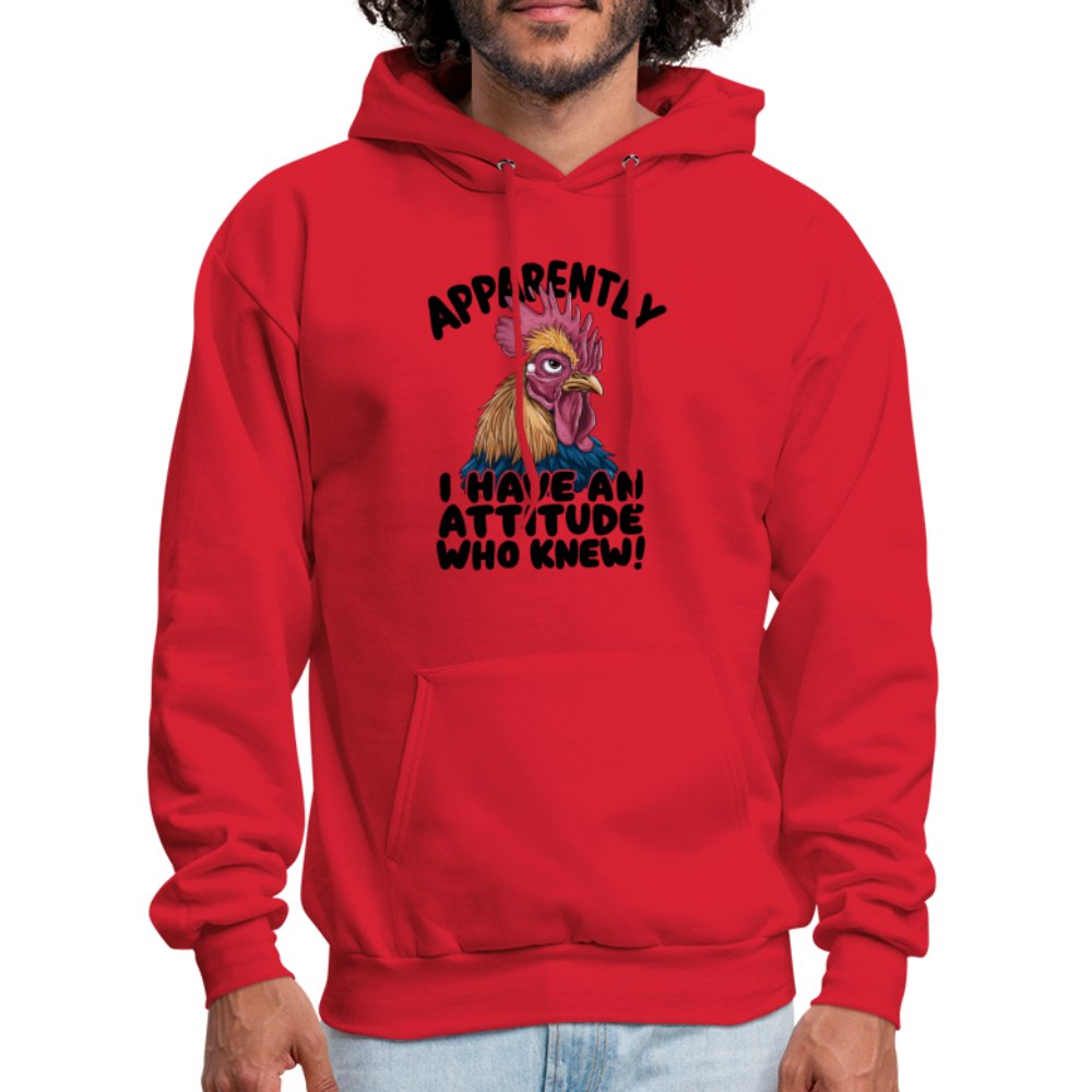 Apparently I Have An Attitude Who Knew Hoodie (Funny Chicken) - red