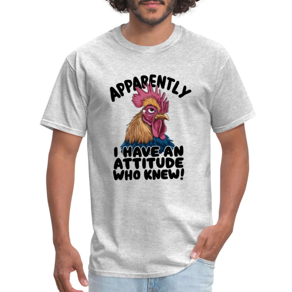 Apparently I Have An Attitude Who Knew T-Shirt (Funny Chicken) - heather gray