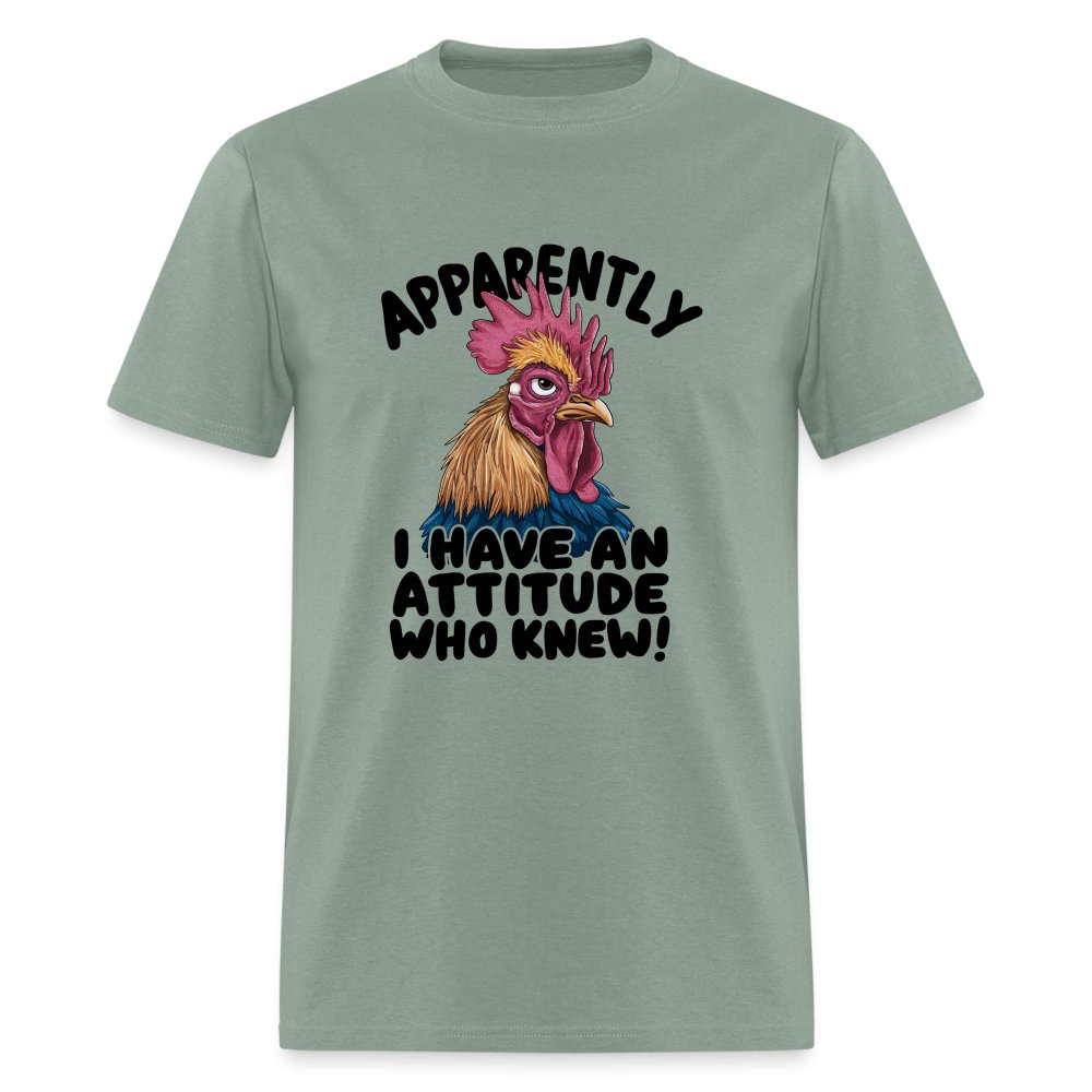 Apparently I Have An Attitude Who Knew T-Shirt (Funny Chicken) - pink