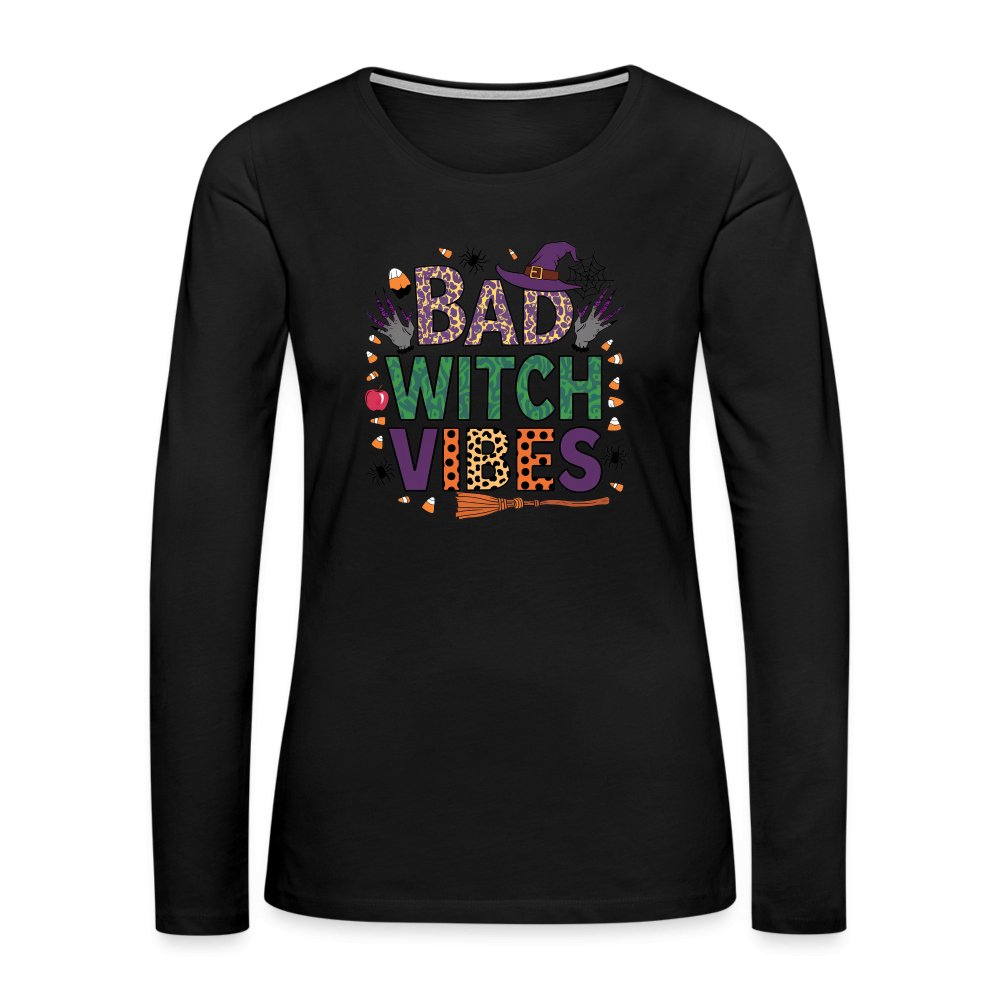 Bad Witch Vibes (Halloween Witches Humor) Long Sleeve T-Shirt - charcoal grey