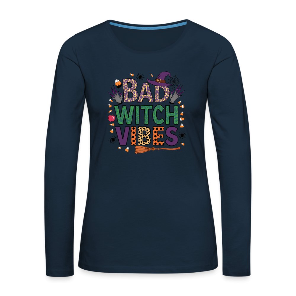 Bad Witch Vibes (Halloween Witches Humor) Long Sleeve T-Shirt - deep navy