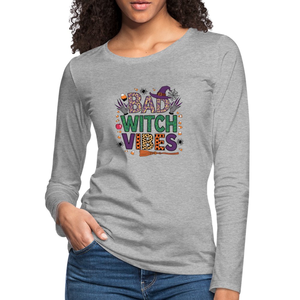 Bad Witch Vibes (Halloween Witches Humor) Long Sleeve T-Shirt - option1# - Women's Premium Long Sleeve T-Shirt | Spreadshirt 876