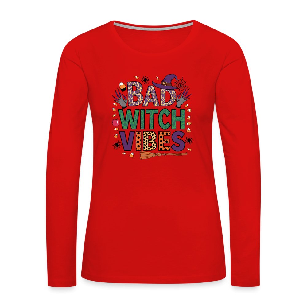 Bad Witch Vibes (Halloween Witches Humor) Long Sleeve T-Shirt - white