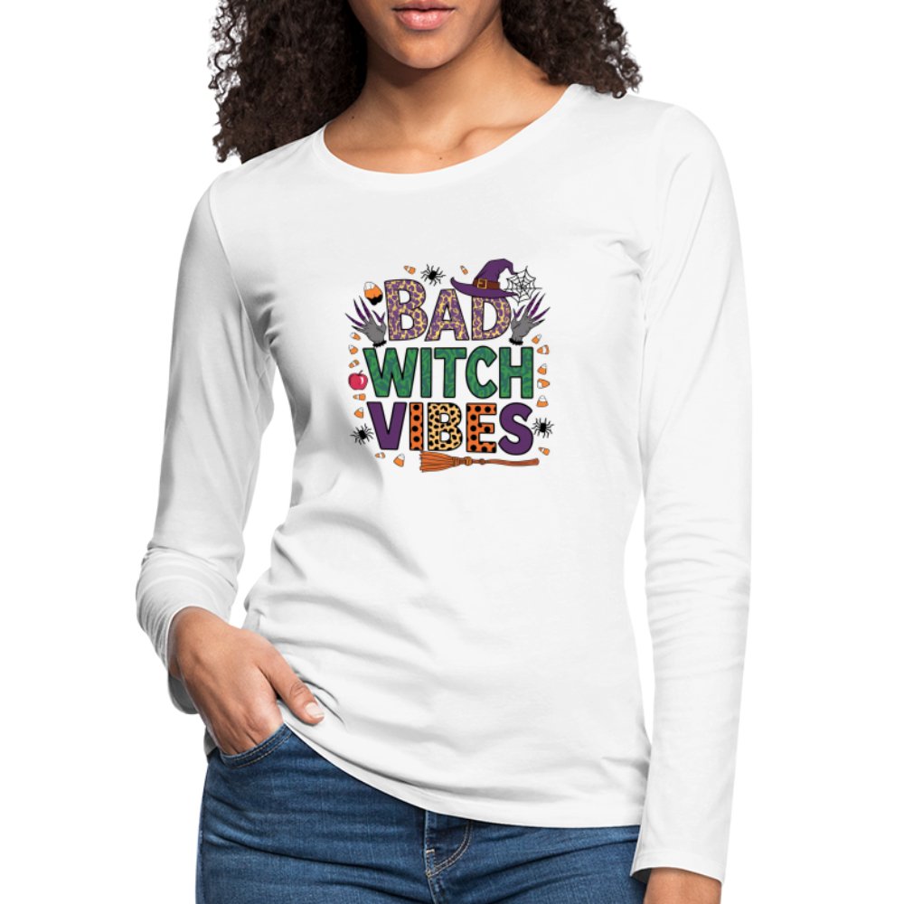 Bad Witch Vibes (Halloween Witches Humor) Long Sleeve T-Shirt - white