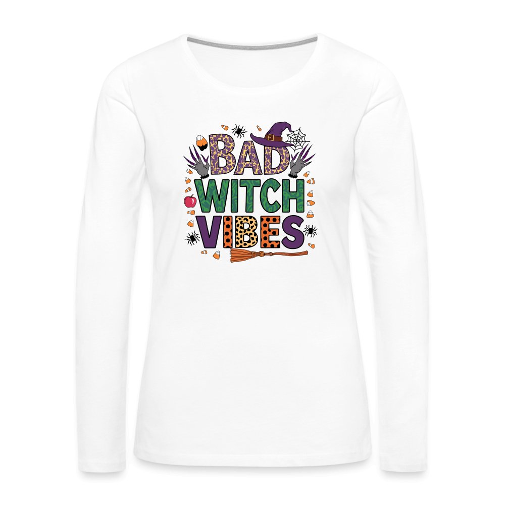 Bad Witch Vibes (Halloween Witches Humor) Long Sleeve T-Shirt - white