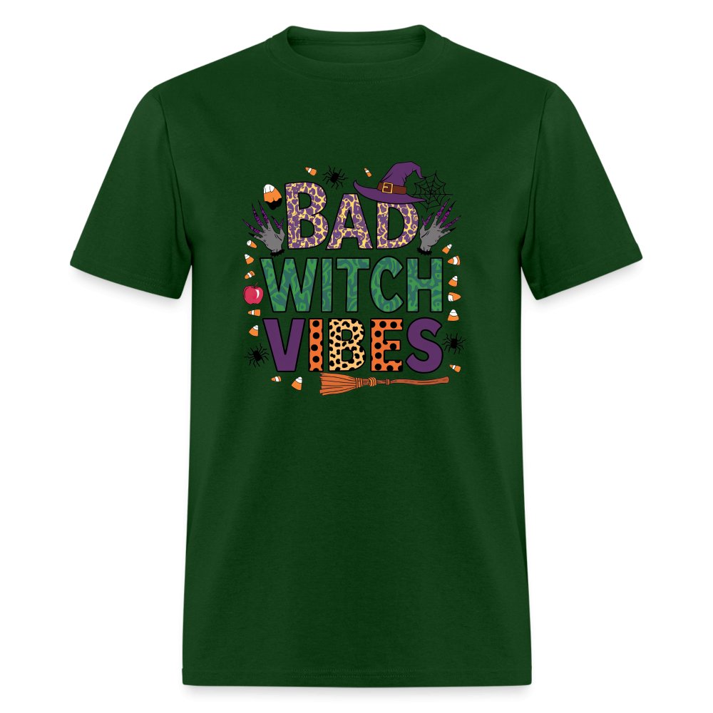 Bad Witch Vibes (Halloween Witches Humor) T-Shirt - forest green