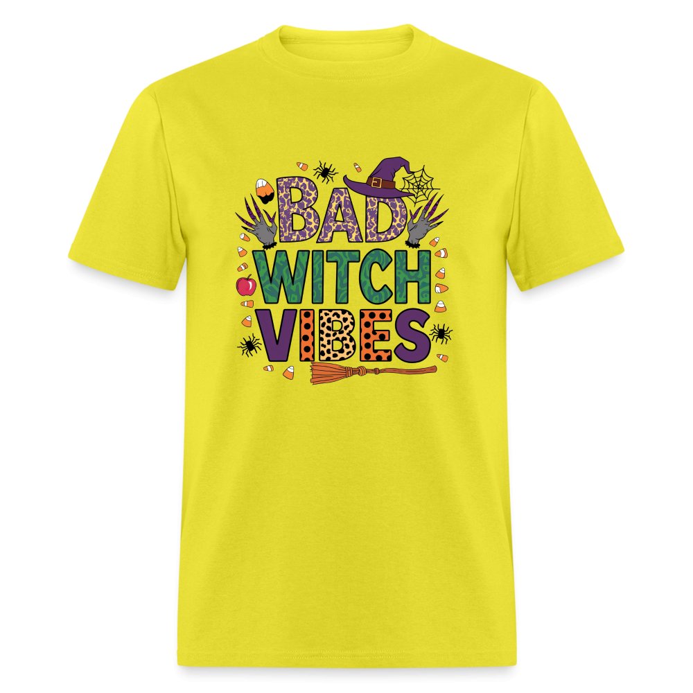 Bad Witch Vibes (Halloween Witches Humor) T-Shirt - yellow