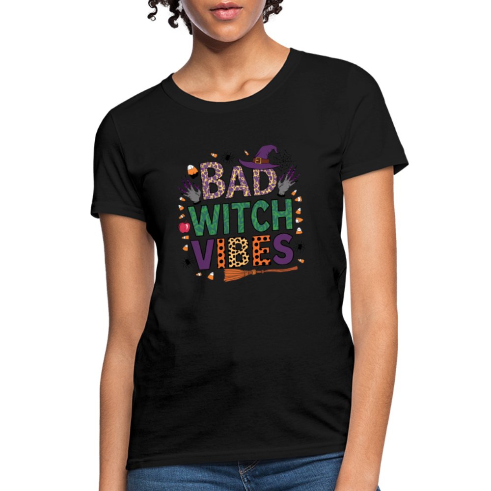 Bad Witch Vibes (Halloween Witches Humor) Women's Contoured T-Shirt - option1# - Women's T-Shirt | Fruit of the Loom L3930R