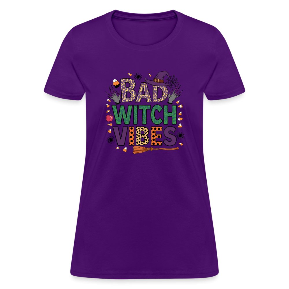 Bad Witch Vibes (Halloween Witches Humor) Women's Contoured T-Shirt - heather black