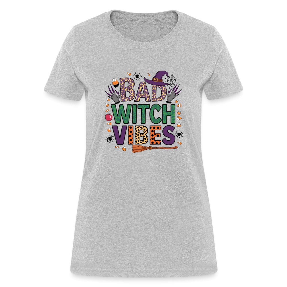 Bad Witch Vibes (Halloween Witches Humor) Women's Contoured T-Shirt - heather gray