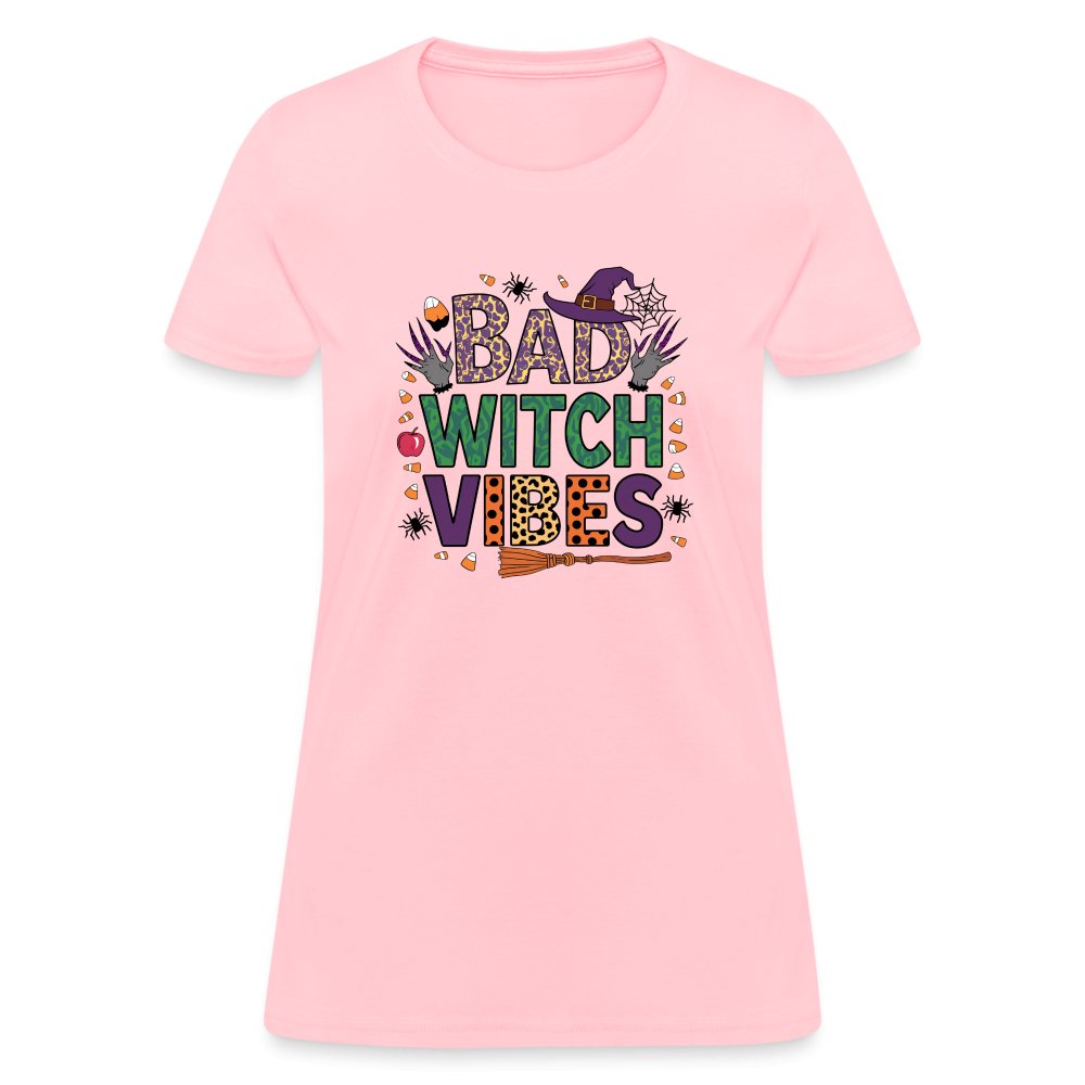 Bad Witch Vibes (Halloween Witches Humor) Women's Contoured T-Shirt - purple heather