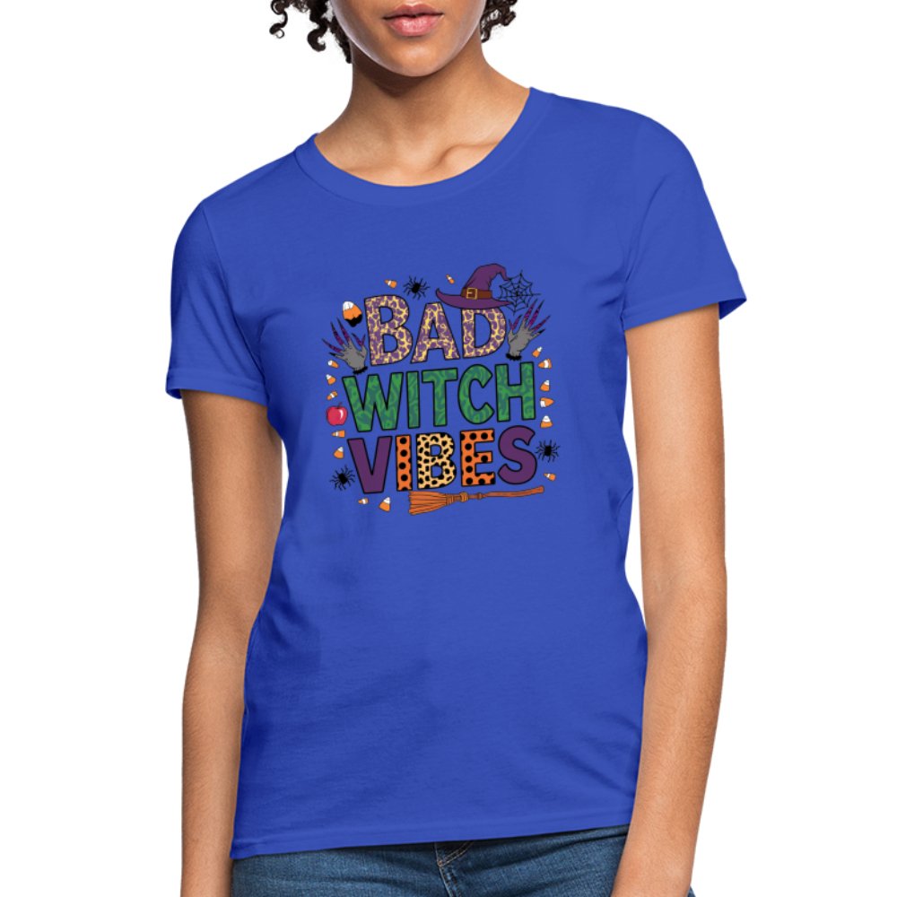 Bad Witch Vibes (Halloween Witches Humor) Women's Contoured T-Shirt - royal blue