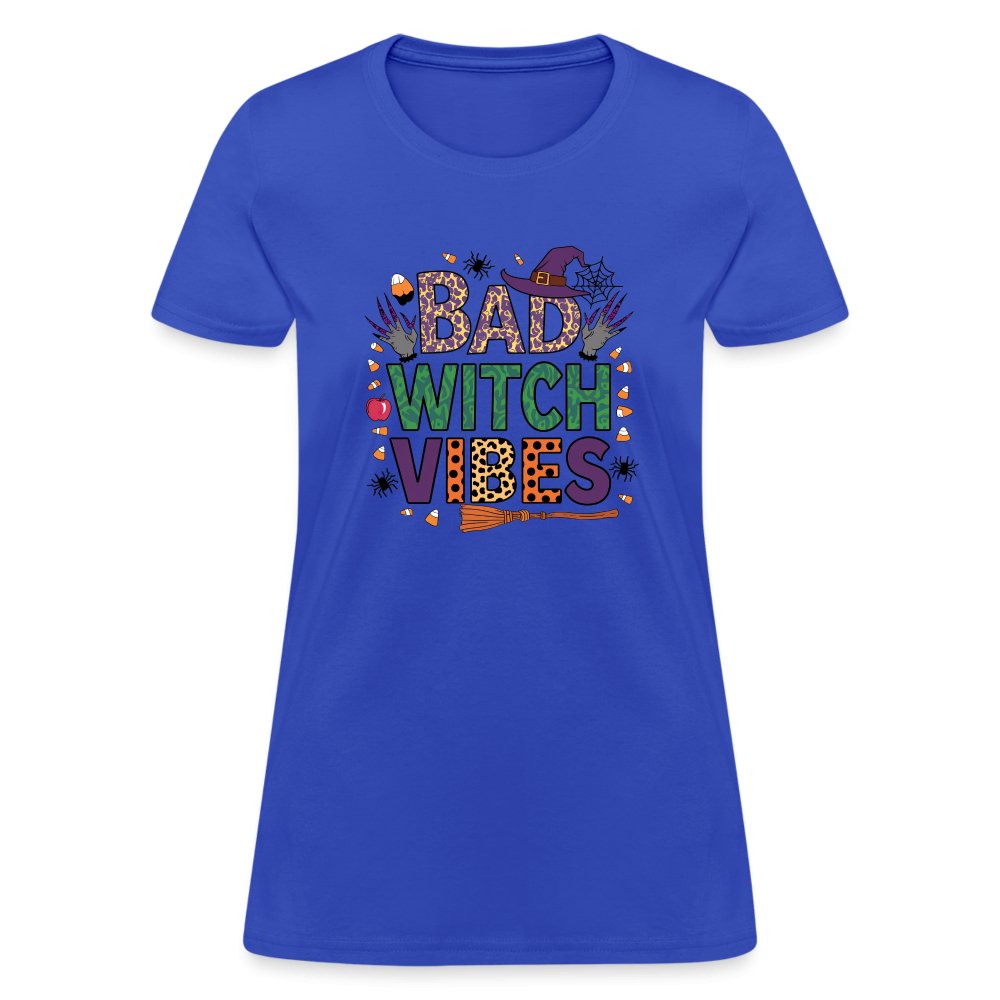 Bad Witch Vibes (Halloween Witches Humor) Women's Contoured T-Shirt - royal blue