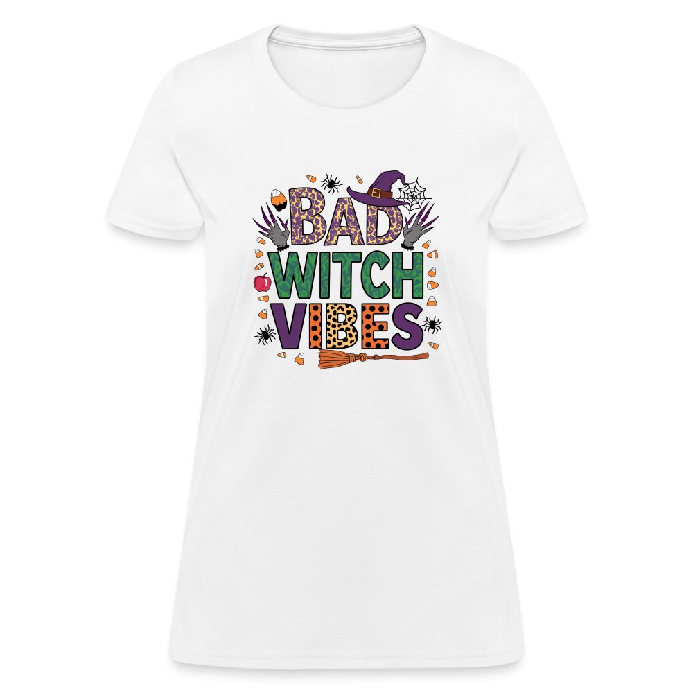 Bad Witch Vibes (Halloween Witches Humor) Women's Contoured T-Shirt - white