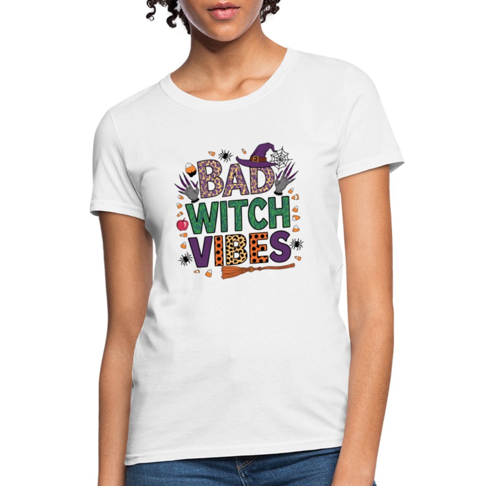 Bad Witch Vibes (Halloween Witches Humor) Women's Contoured T-Shirt - white